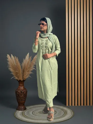 Light green muslin cotton suit 2
