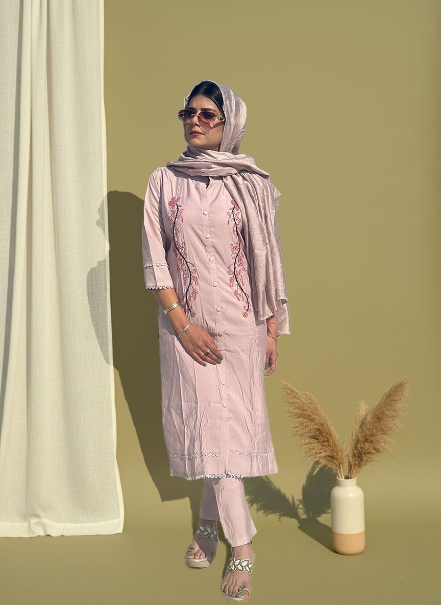 Pink muslin cotton suit