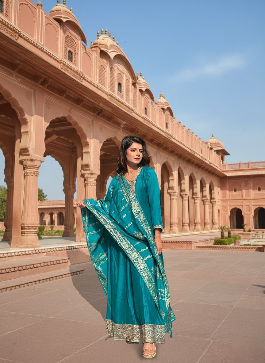 Vibrant Turquoise Anarkali Suit