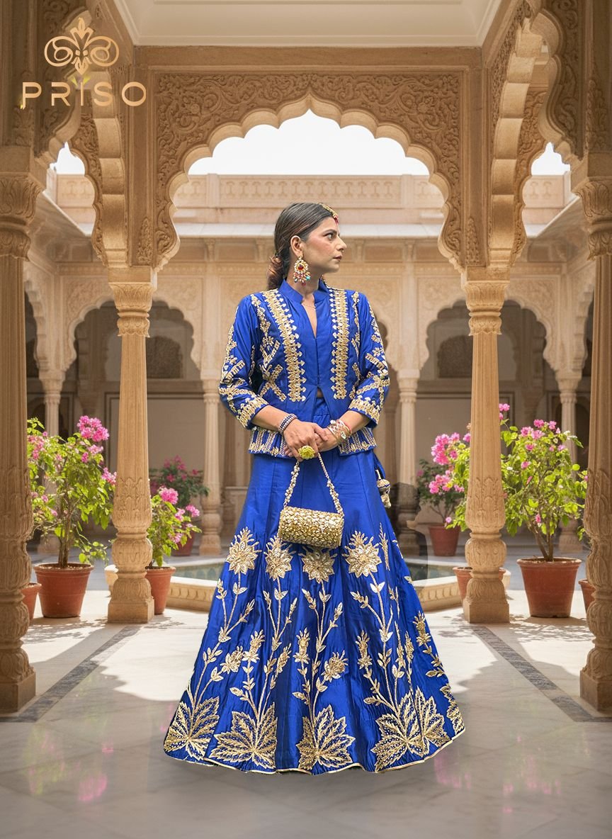 Tealish Blue lehenga